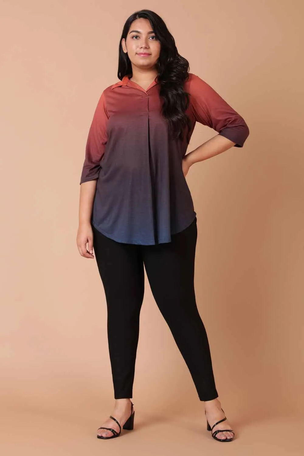 Rust Midnight Ombre Centre Pleat Top