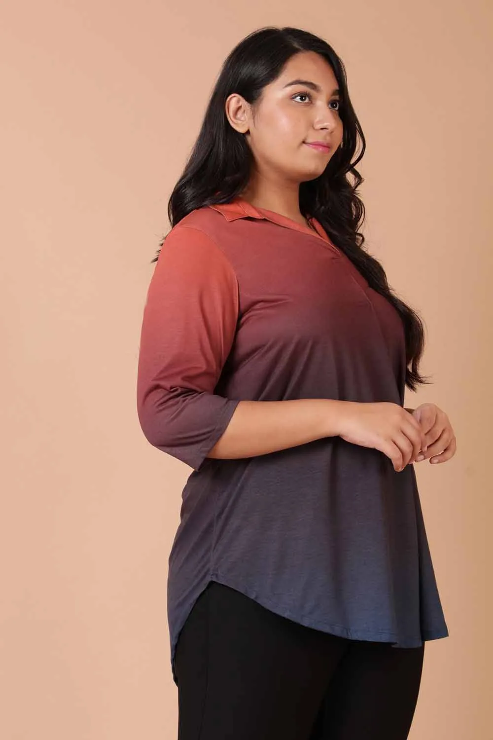 Rust Midnight Ombre Centre Pleat Top