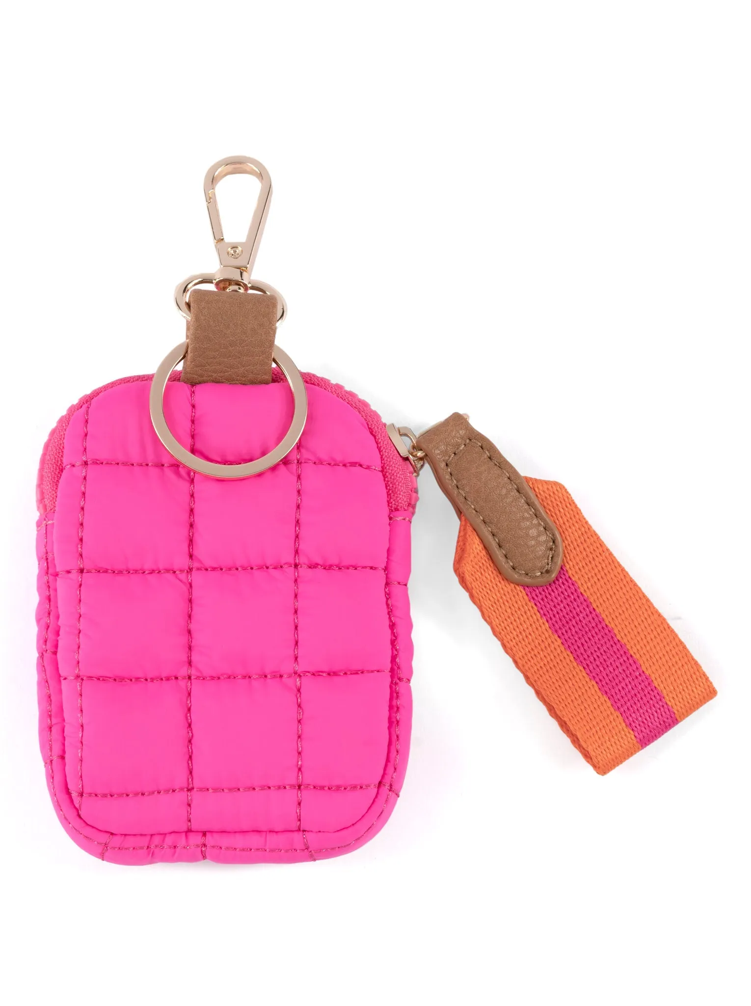 Shiraleah Ezra Quilted Nylon Clip-On Pouch, Magenta