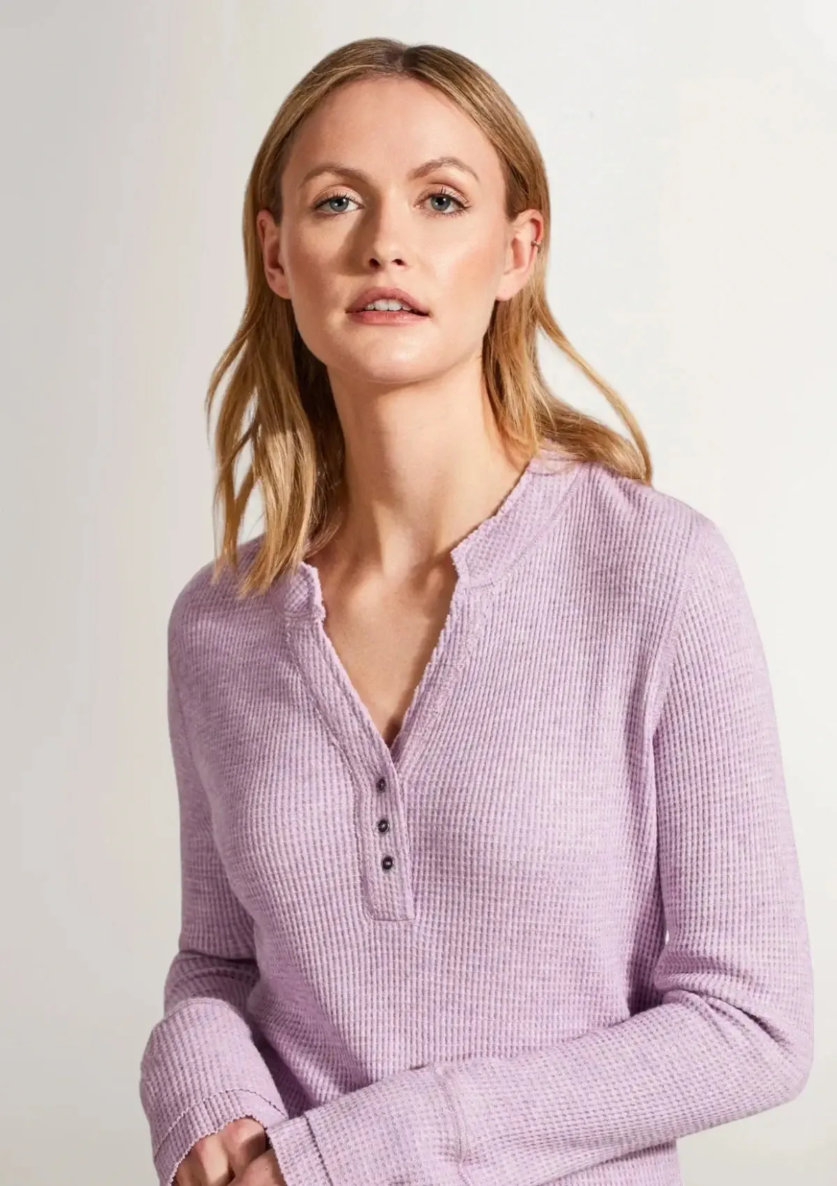 Simone Henley Thermal Top - Lavender Blush