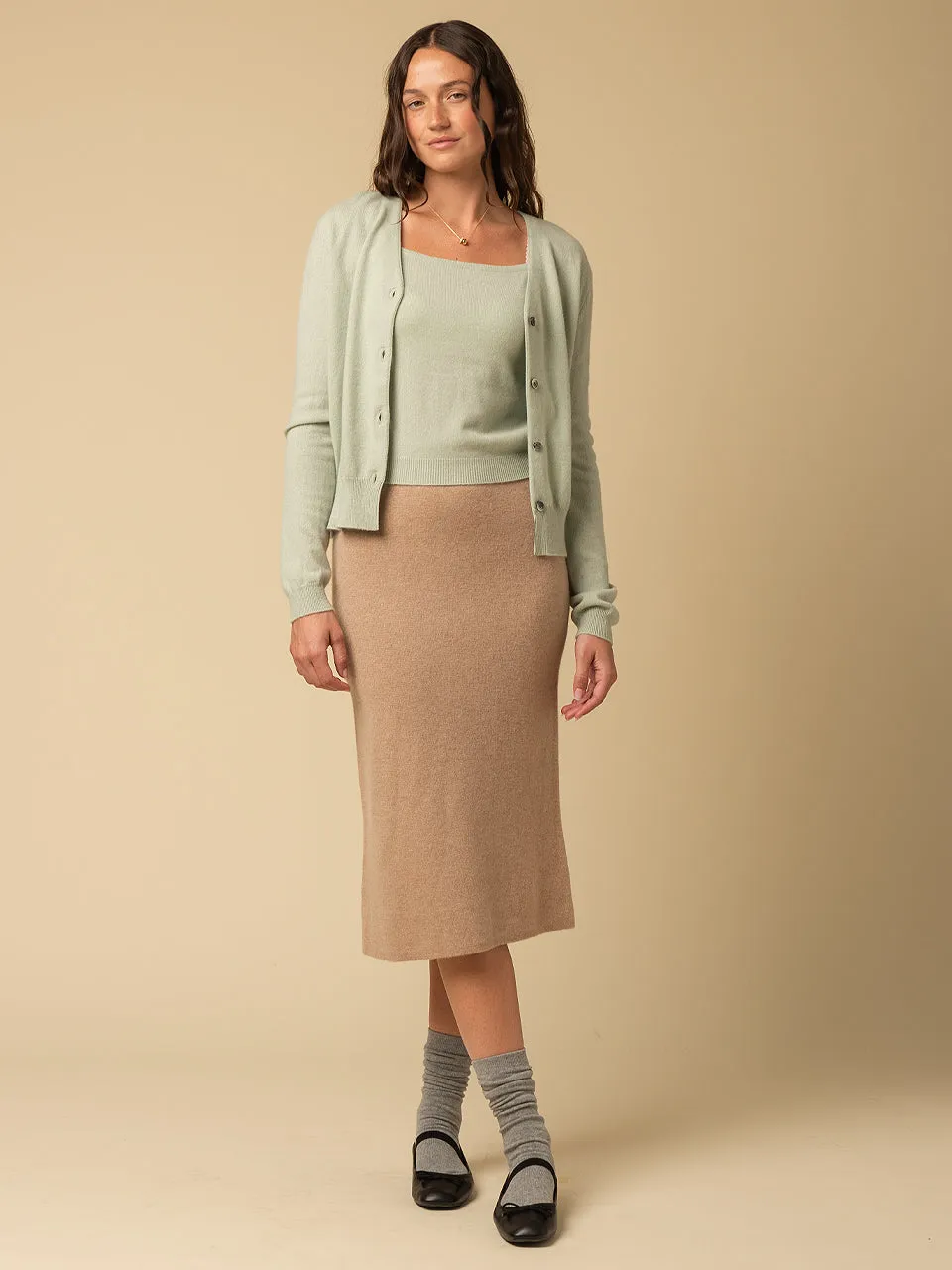 Sleeveless Top and Cardigan Set_Pistachio