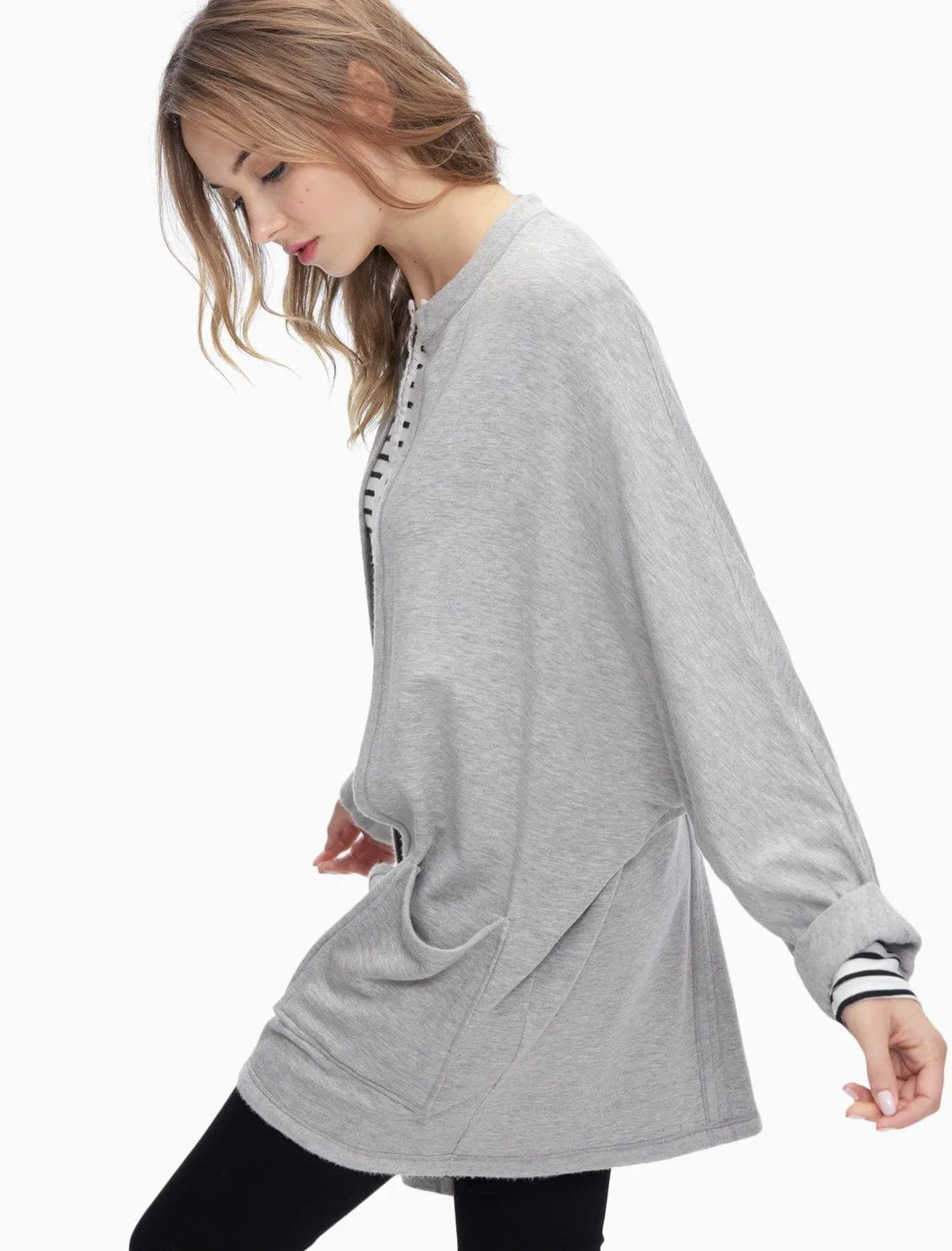 Splendid - Dolman Wedge Cardi in Heather Grey