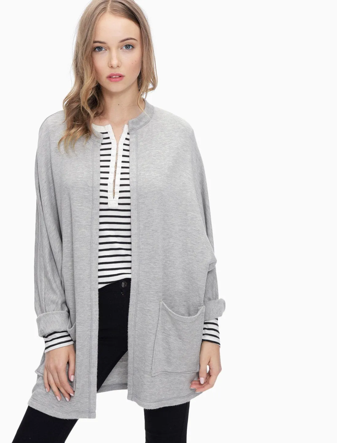 Splendid - Dolman Wedge Cardi in Heather Grey