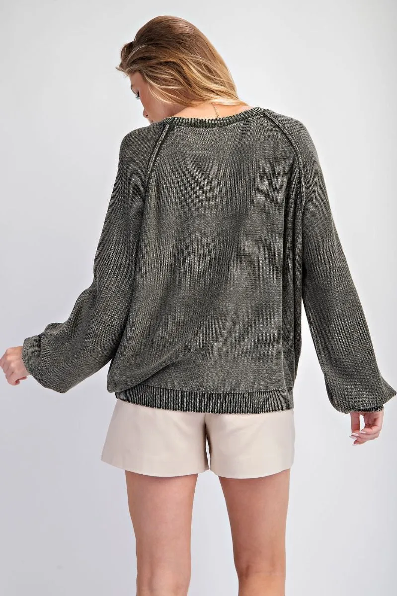 Staying In Mineral Washed Sweater - Black