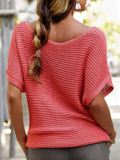 TEEK - Boat Neck Short Sleeve Sweater