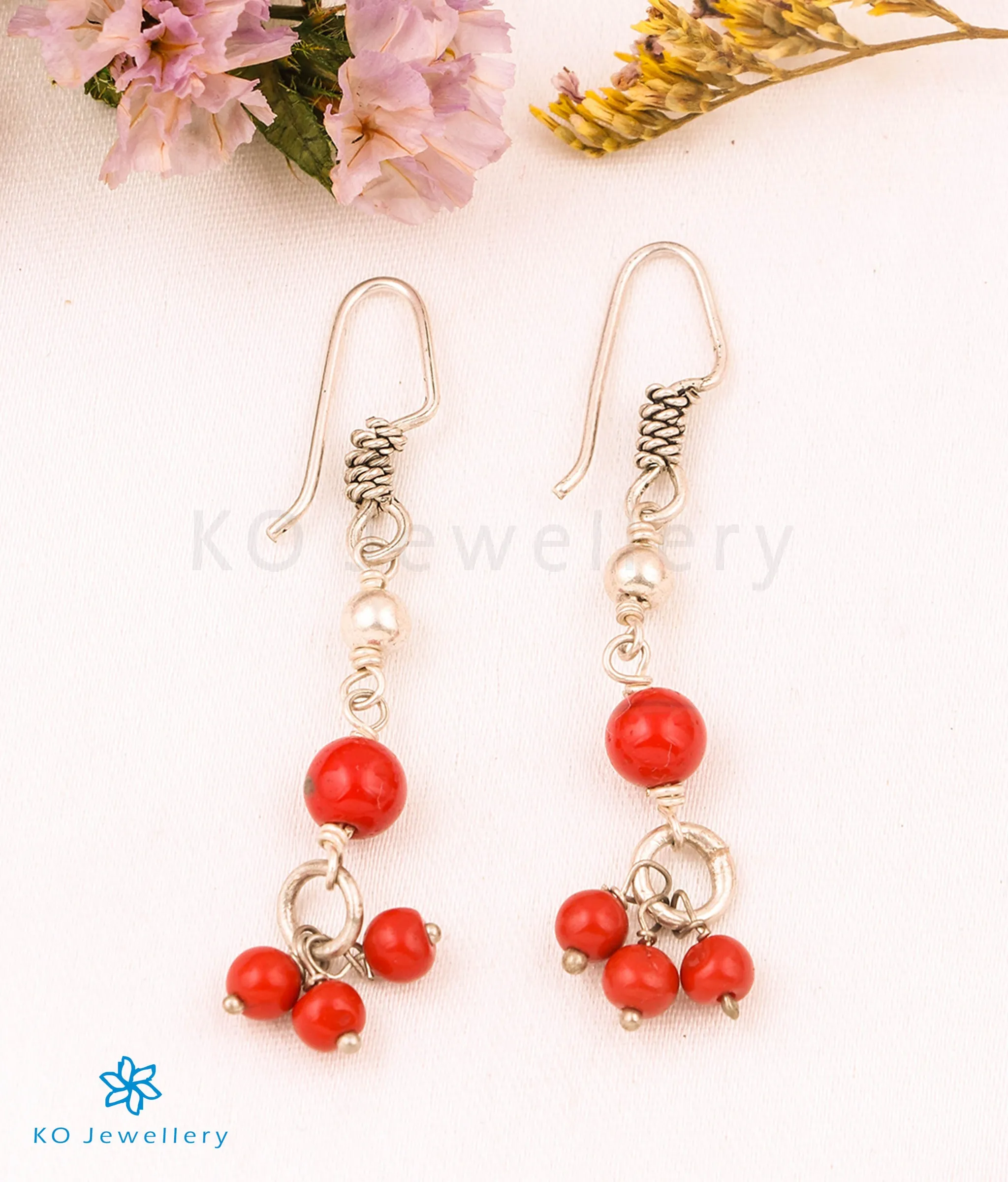 The Coral Powder Silver Gemstone Earring