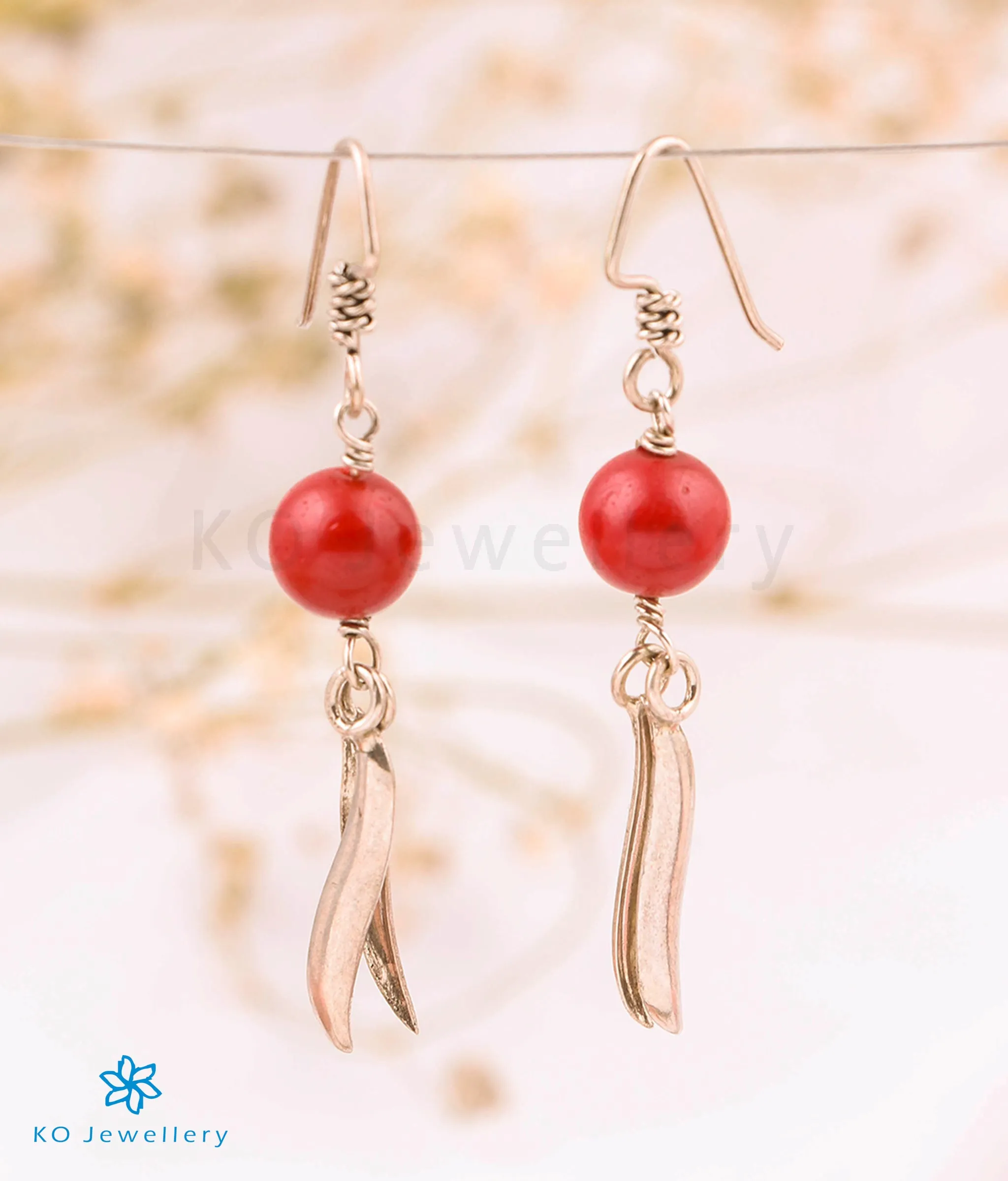 The Coral Silver Gemstone Earring