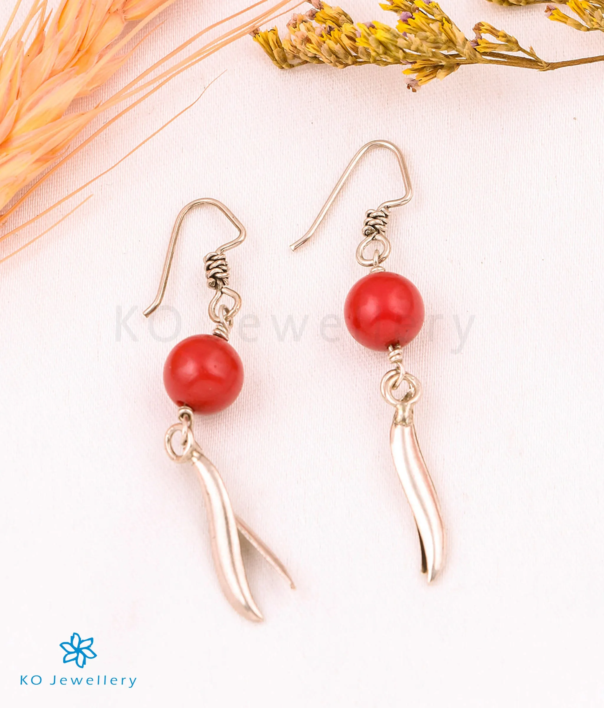 The Coral Silver Gemstone Earring