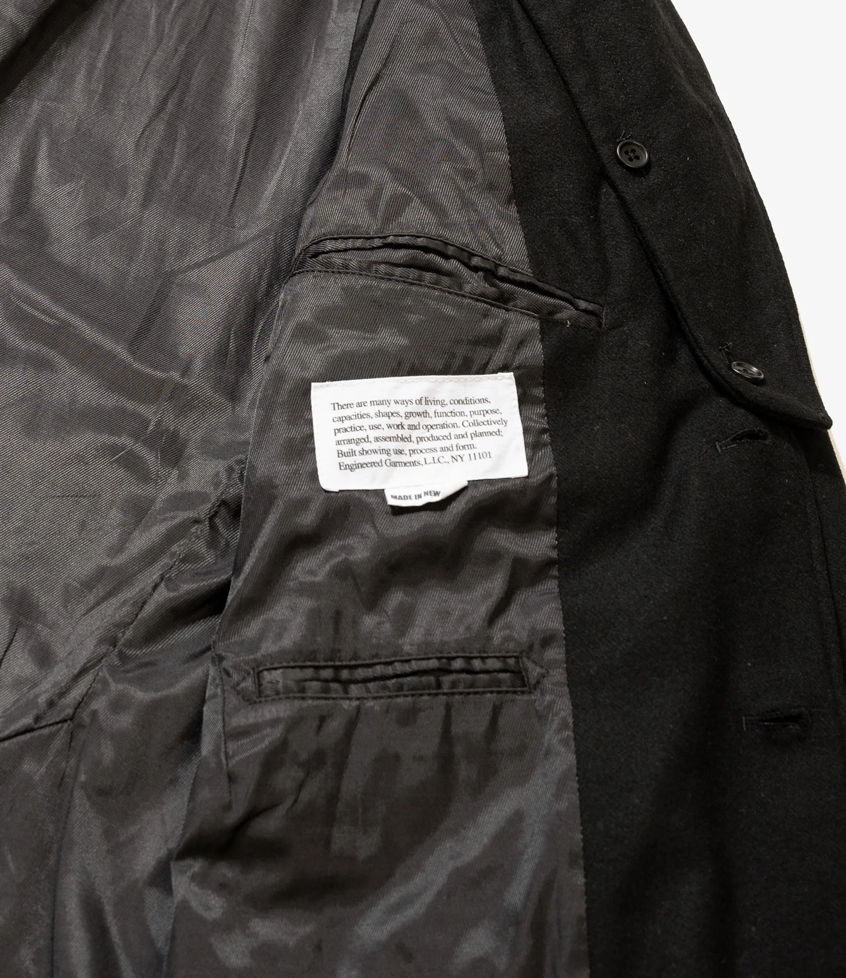 Trans Jacket – Black Solid Poly Wool Flannel