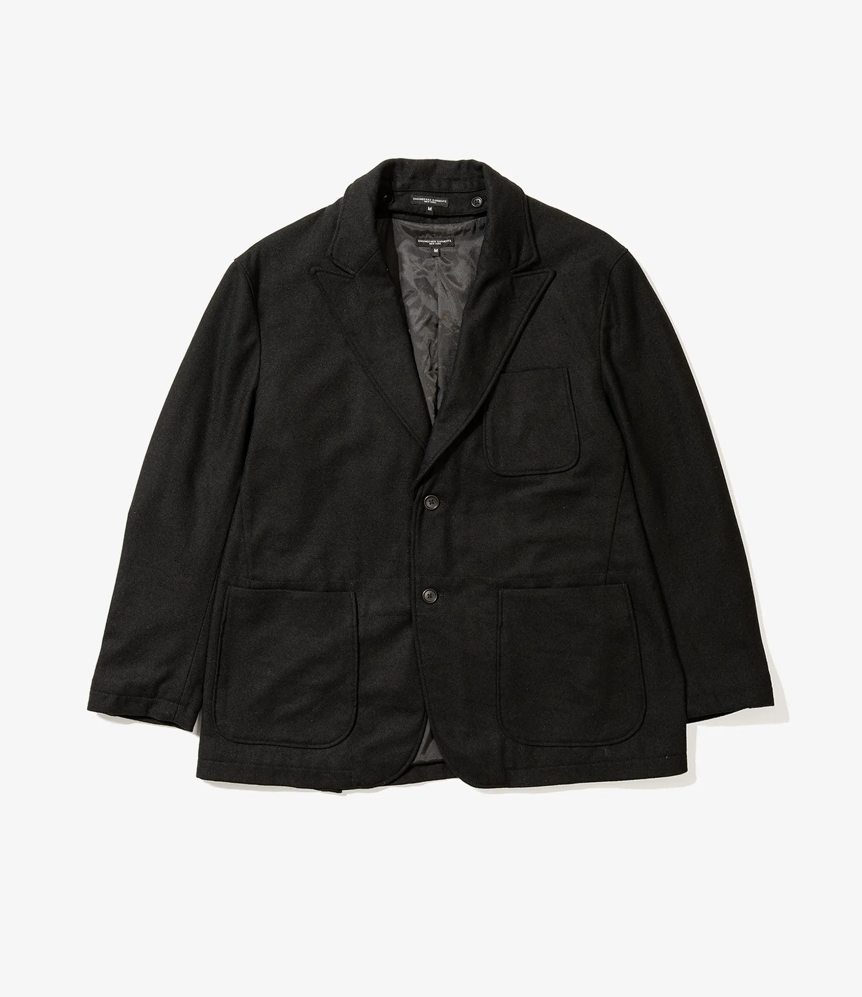 Trans Jacket – Black Solid Poly Wool Flannel