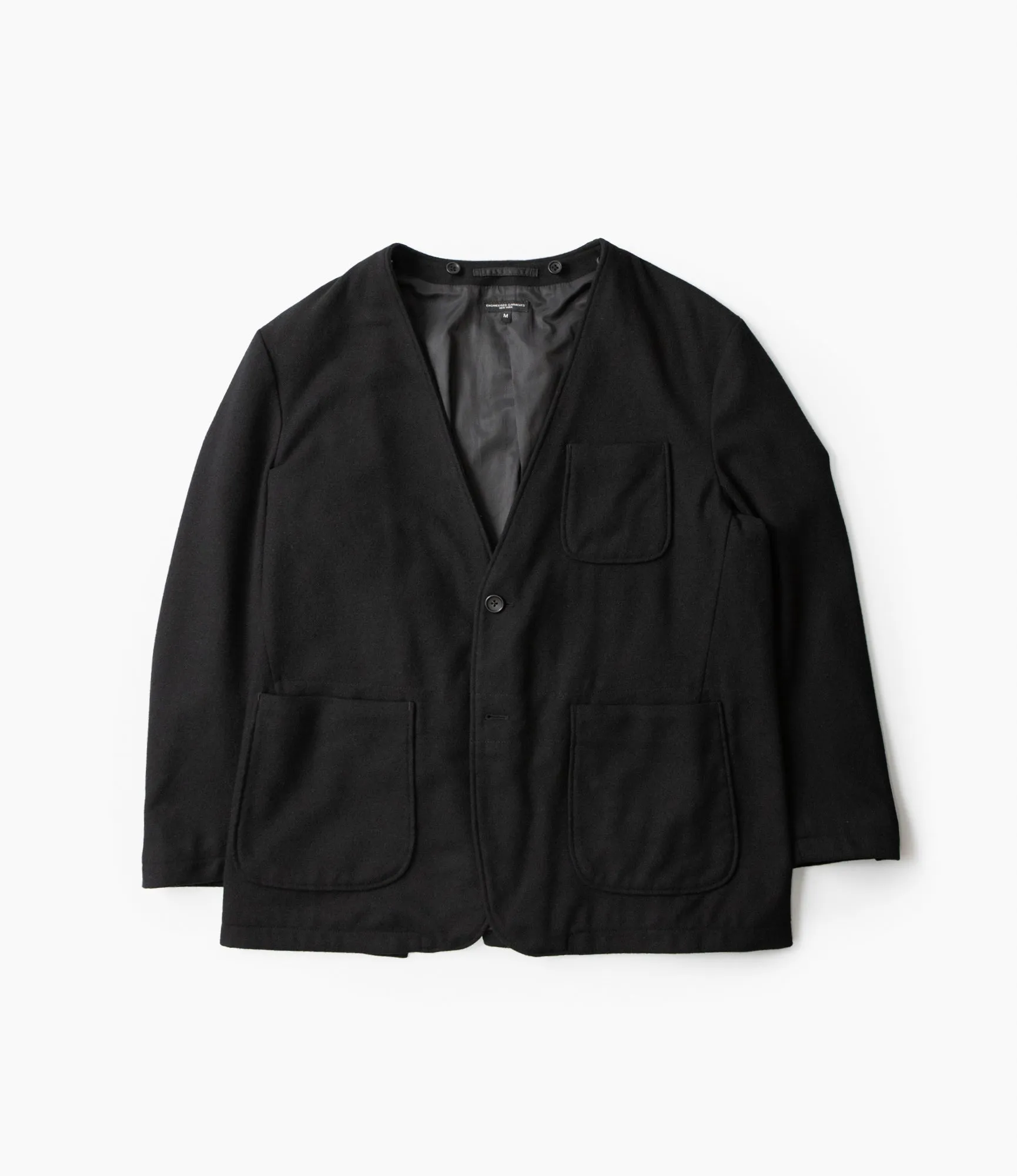 Trans Jacket – Black Solid Poly Wool Flannel