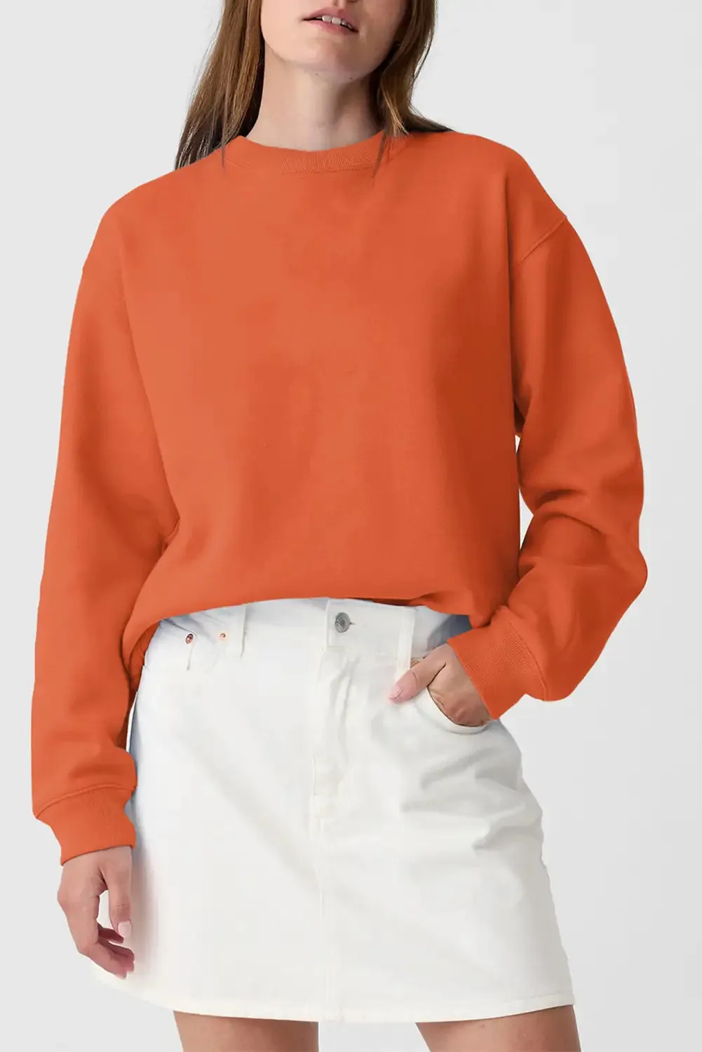 Trendy Orange Crewneck Sweatshirt