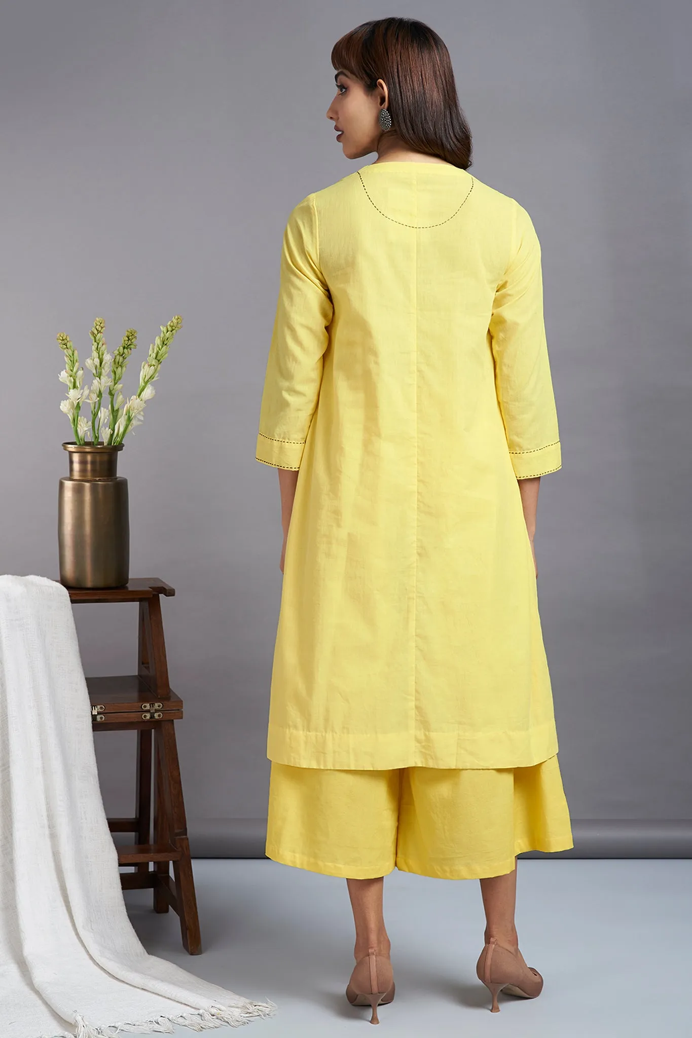 valley sun - button down tunic kurta with hand stitched details