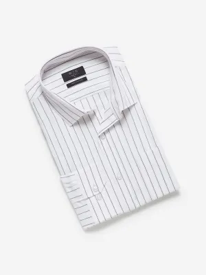 WES Formals White Striped Slim-Fit Shirt