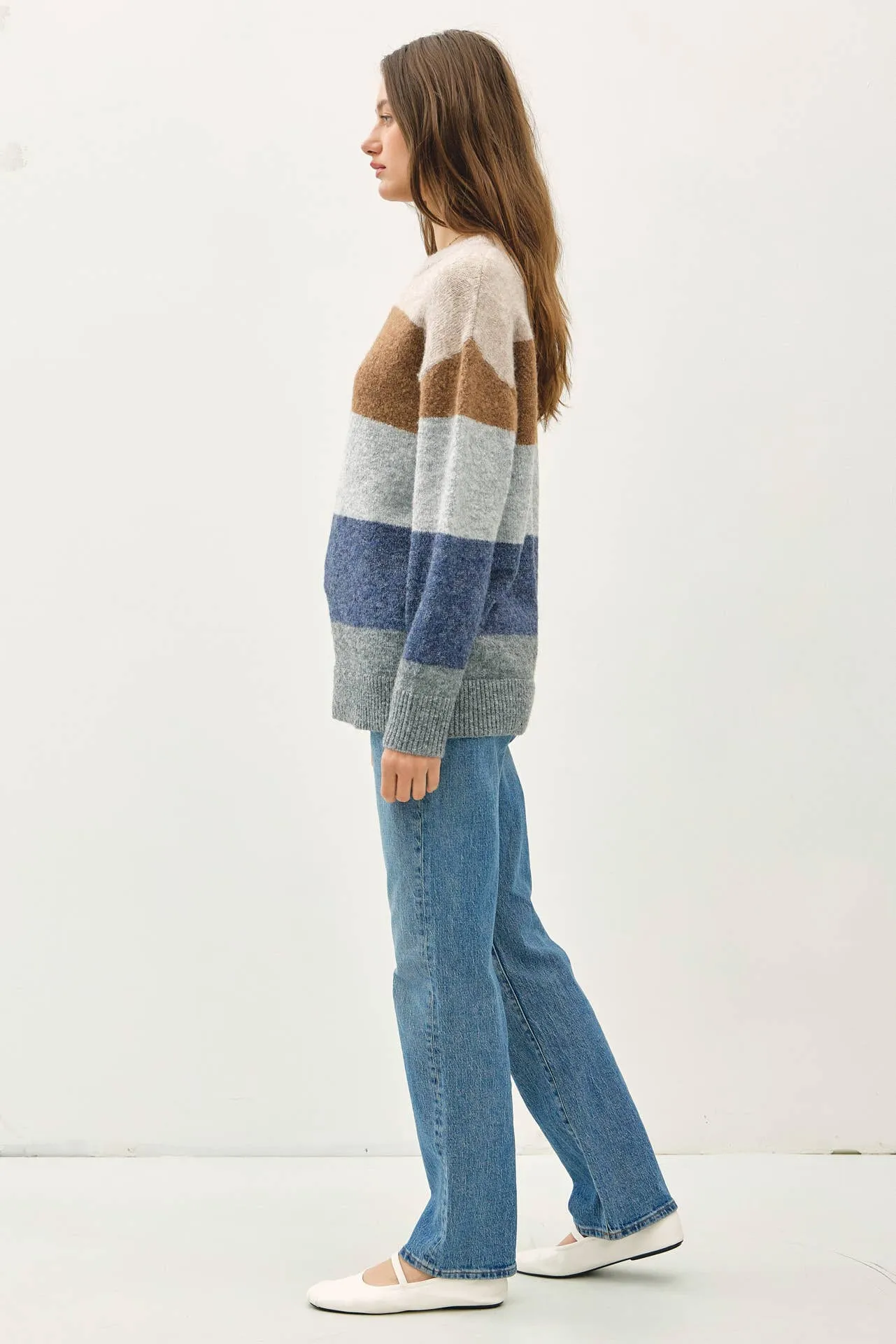 WOOL BLEND COLOR GRADIENT SWEATER