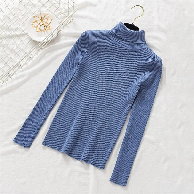 Zoki Pullovers Women Turtleneck Sweaters Winter Warm Long Sleeve Female Jumper Autumn Korean Style Top Soft Knitted Sweater 2019